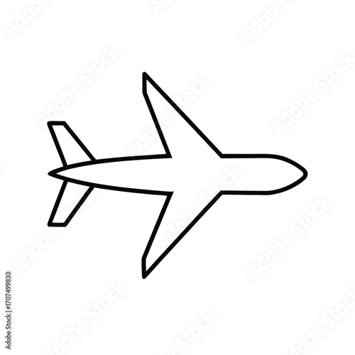 A striking black silhouette of an airplane against a clean white background