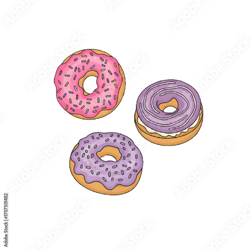donuts isolated on white background