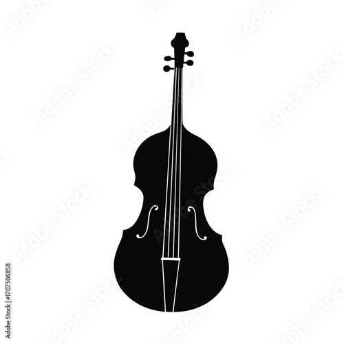 Minimalist black cello silhouette on a clean white background for design