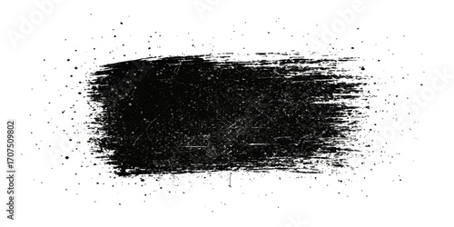 Isolated pile of brown dry coffee grounds on an abstract grunge background with a black ink splat