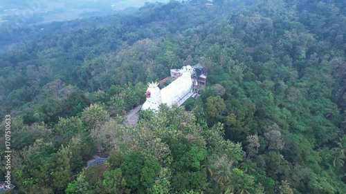 Unique building known as Gereja Ayam or Chicken Church in Magelang, Central Java, Indonesia, shaped like a giant chicken and serving as a prayer house and tourist attraction.