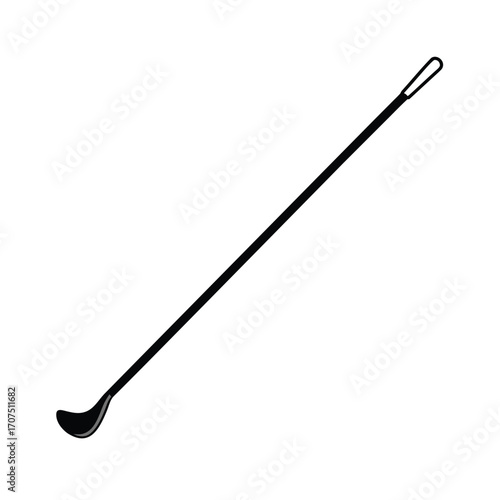 Simple black silhouette of a golf club on a white background
