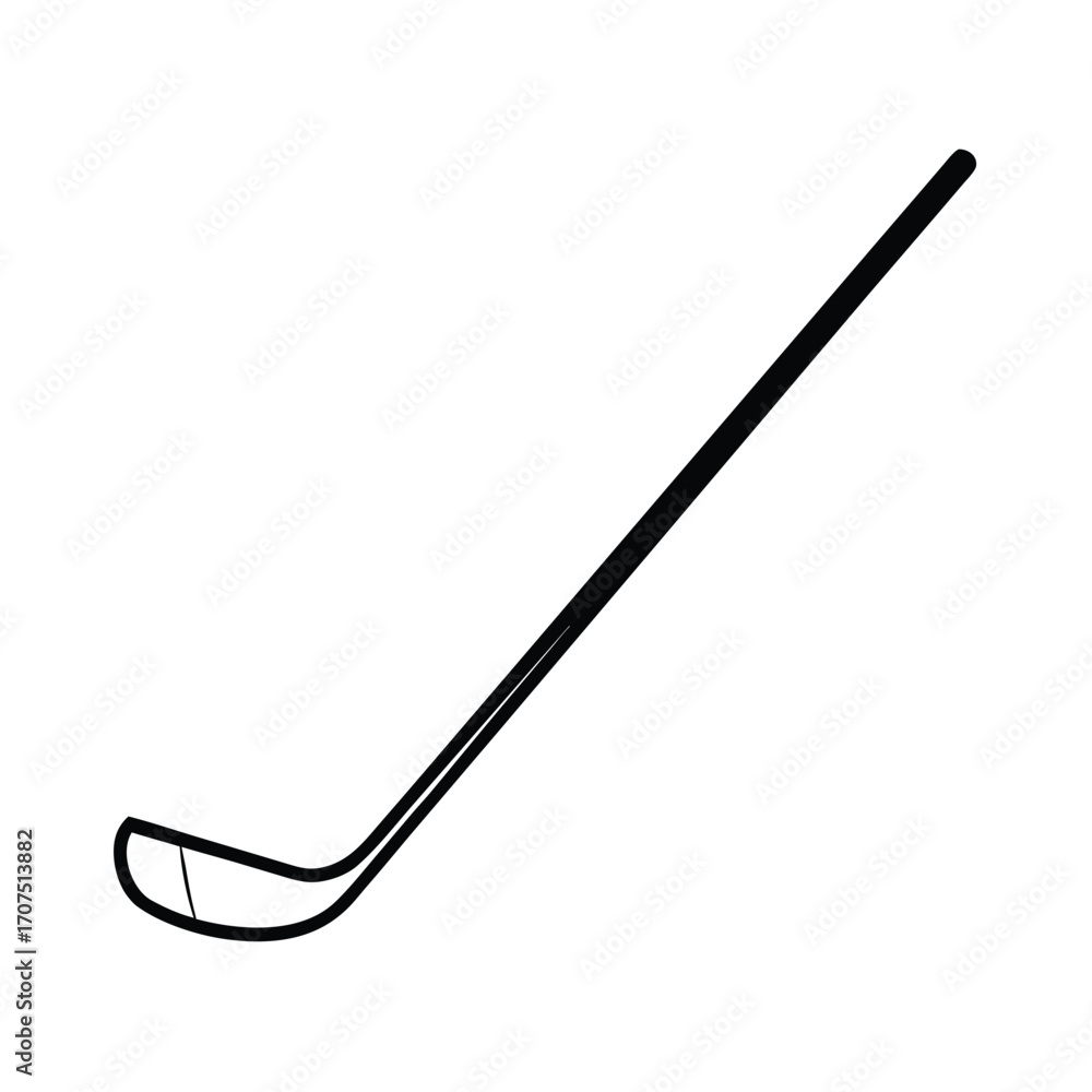 Naklejka premium Black hockey stick silhouette on a clean white background