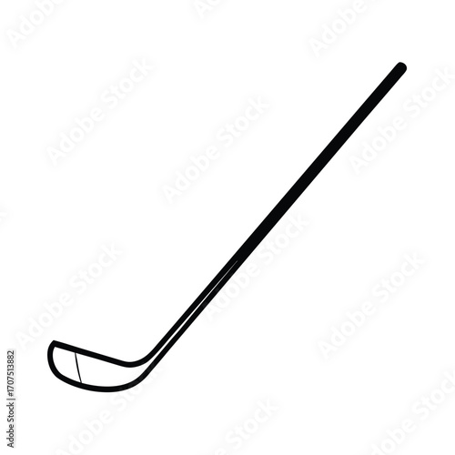 Black hockey stick silhouette on a clean white background