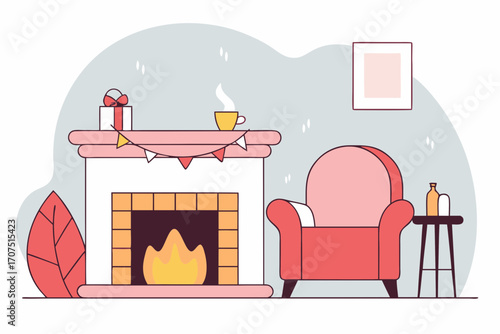 vector illustration of a fireplace