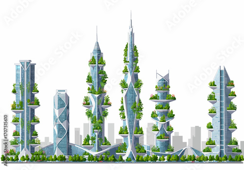 Futuristic Eco-Friendly Vertical Cityscapes.
