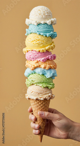 long colored ice cream cone .Generative AI