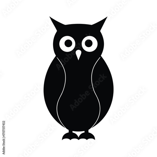 Minimalist black silhouette of an owl on a clean white background