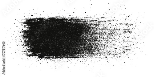 Abstract black ink splat pattern with a dirty grunge texture and spray paint splatter effect