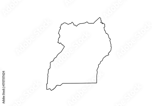 Black outline of Uganda a country in East Africa