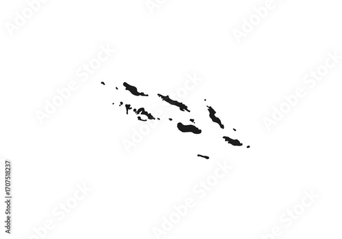 Black silhouette of the Solomon Islands archipelago on a white background