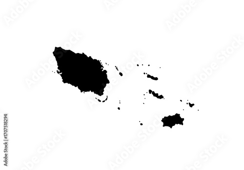 Black silhouettes of islands against a white background