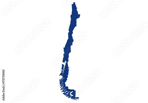 Chile map a slender blue nation spans a northsouth axis against a white background
