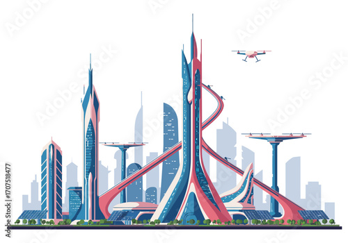 Futuristic Cityscape Architectural Design.