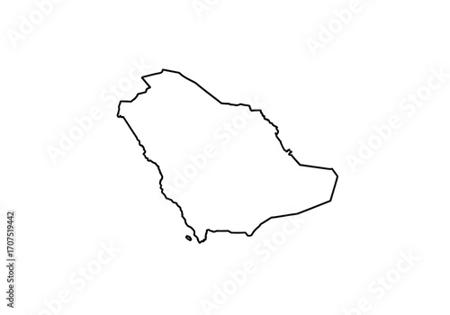 Outline of Saudi Arabias geographic borders depicted in black