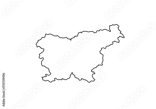 Outline of Slovenia featuring its recognizable shape and contours isolated against a white background