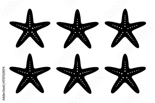 starfish icon set,set of starfish simple silhouette vector