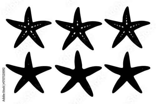 starfish icon set,set of starfish simple silhouette vector