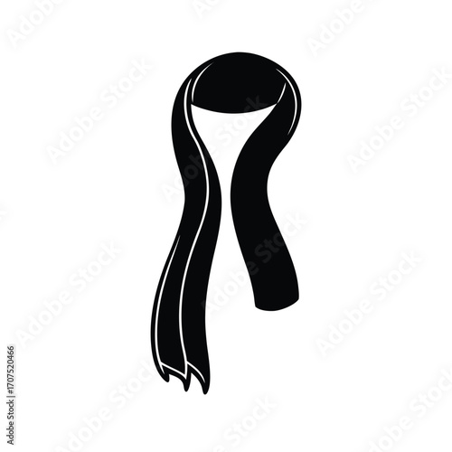 Elegant black scarf silhouette on a clean white background