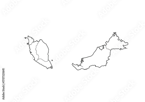 Outlines of two landmasses likely maps or geographical representations