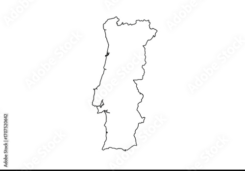 Portugal outline country borders define shape