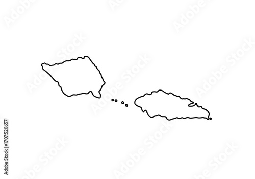 Samoa outline showing the two main islands Savaii and Upolu with smaller islands between them