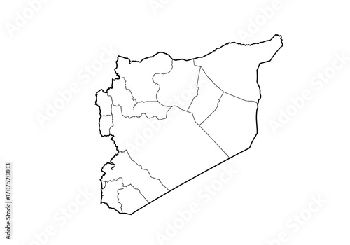 Syria outline map shows borders of region in white background