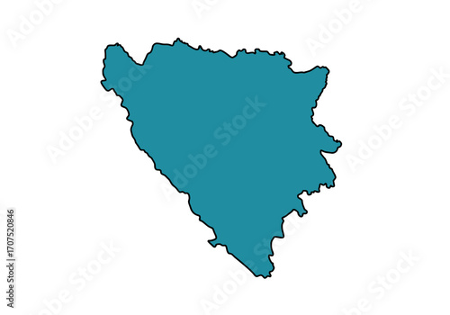 Teal map with black outline