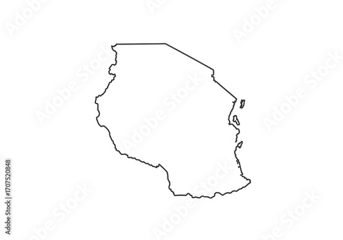 Tanzanias outline map against a white background is depicted