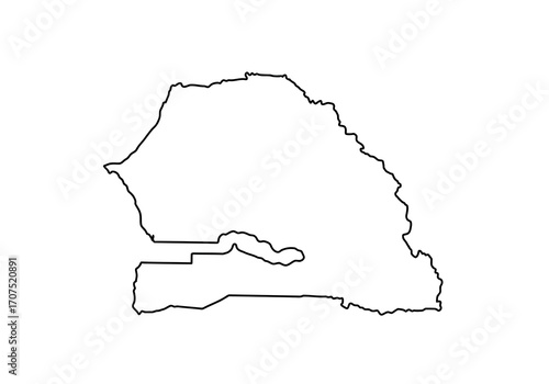 The image shows a black outline of a geographical area It seems like the map of a country