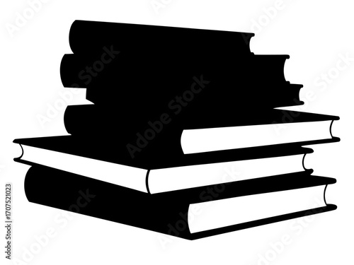 book stack  black silhouette vector,Open Book vector icon