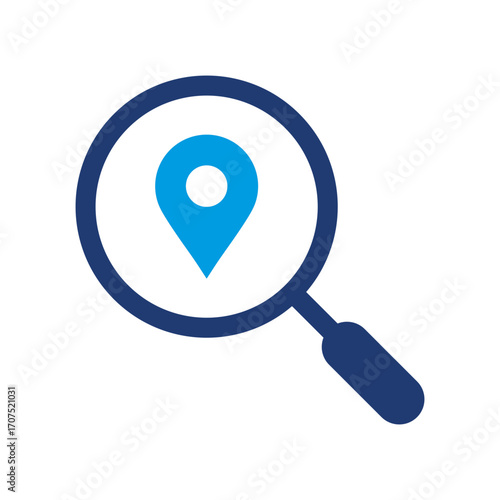 Search Location Icon Vector Illustration Blue Version
