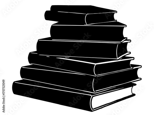 book stack  black silhouette vector,Open Book vector icon