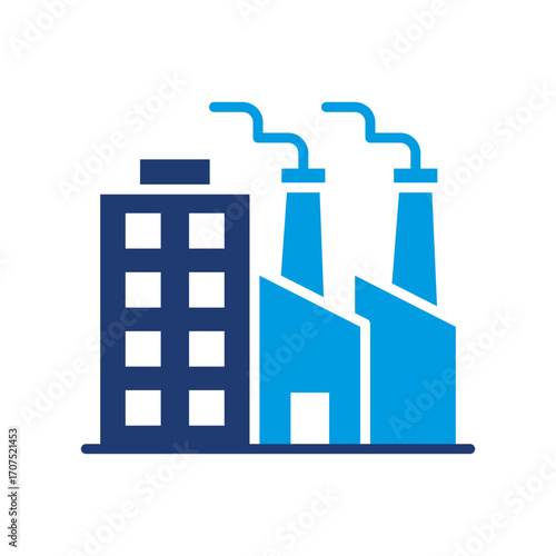 Factory Icon Vector Illustration Blue Version
