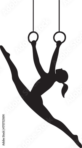 Acrobat silhouette vector performing flips and stunts, dynamic circus and performance illustration.