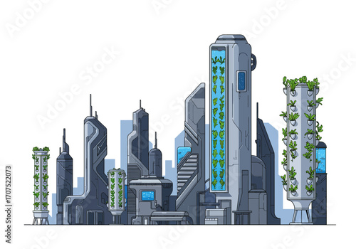 Futuristic Cityscape with Vertical Gardens.