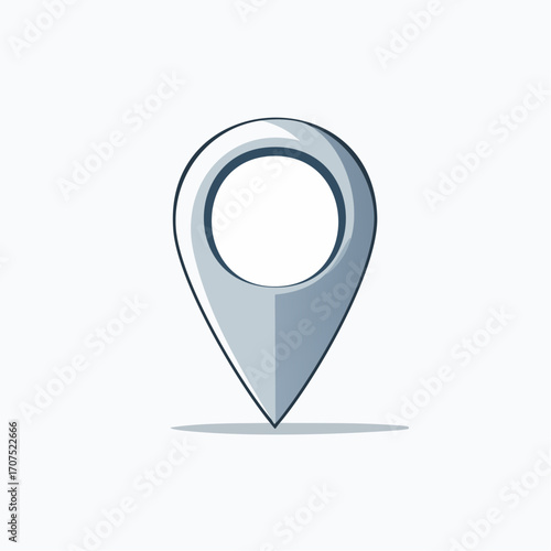 Silver location pin points to a specific place on a map, indicating a destination or point of interest with a clean and modern aesthetic.