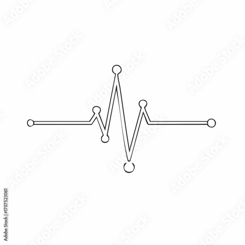 Heartbeat line pulses rhythmically, representing life and connection in a minimalist style, conveying vitality and technological advancement.