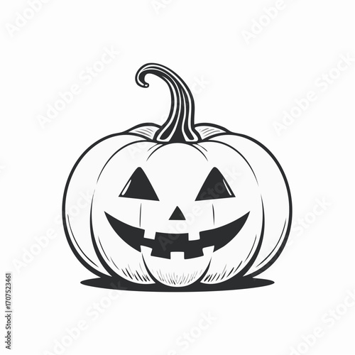 Jacko'lantern smiling with carved face sitting on white surface emitting spooky halloween vibes. captured in beautiful natural lighting.