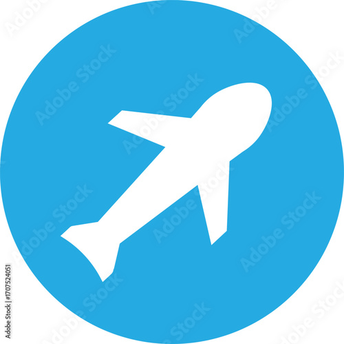 airplane icon on a blue background
