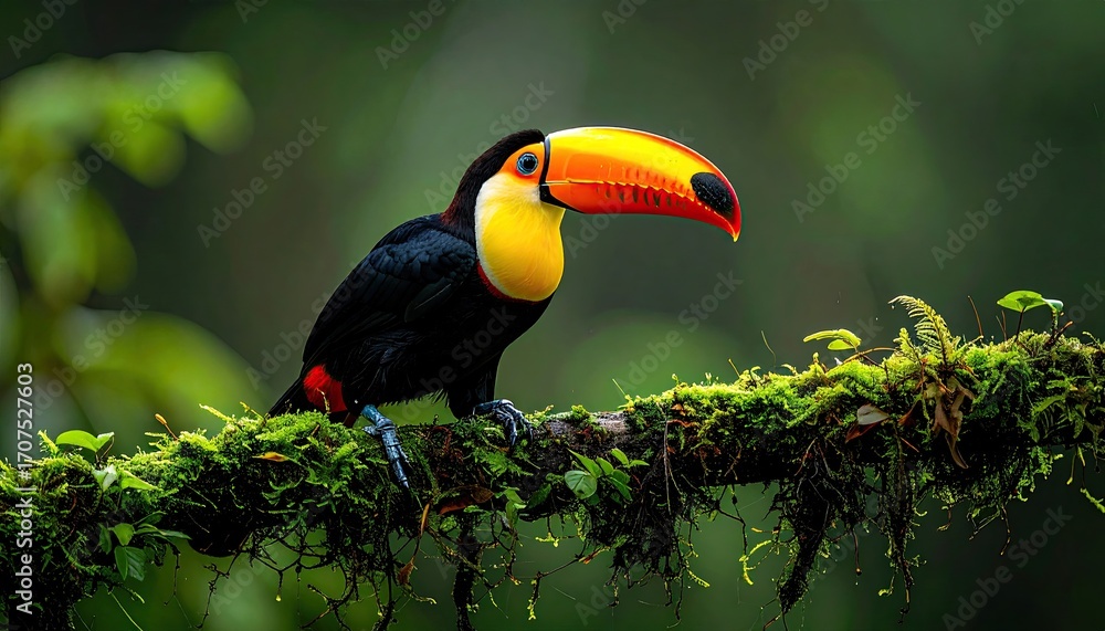 Naklejka premium Toucan in rainforest