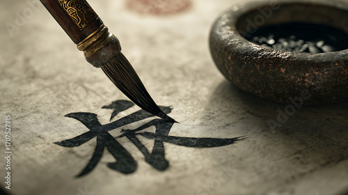 Calligraphy tools and inkwell