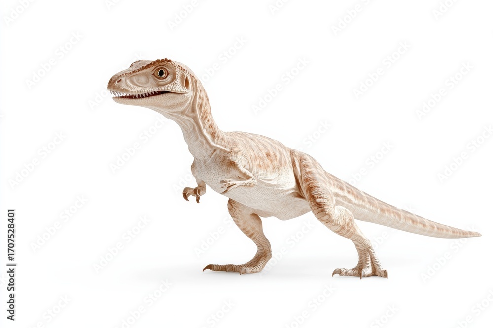Naklejka premium Realistic dinosaur illustration of velociraptor in white background for prehistoric theme