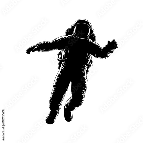 Dynamic Silhouette of an Astronaut Performing an EVA Maneuver