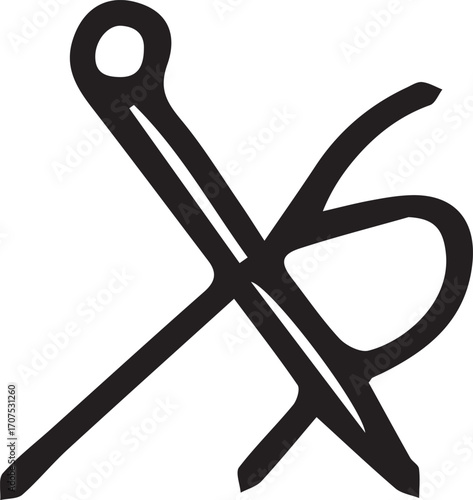 Vector line art illustration with embroidery tools and supplies. Needles, hoops, threads, scissors, thimble, fabric. Black and white outline drawing for craft, sewing, textile design, and handwork.