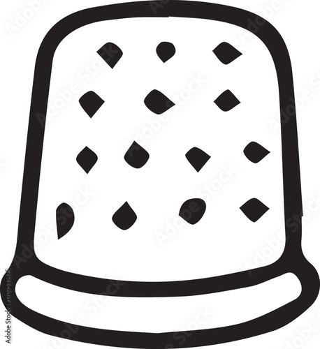 Vector line art illustration with embroidery tools and supplies. Needles, hoops, threads, scissors, thimble, fabric. Black and white outline drawing for craft, sewing, textile design, and handwork.