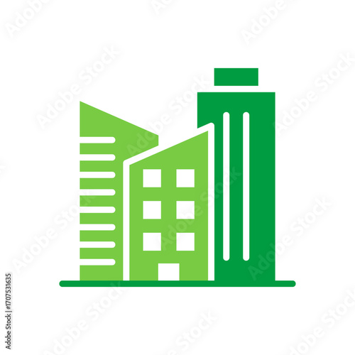 City Icon Vector Illustration Green Version