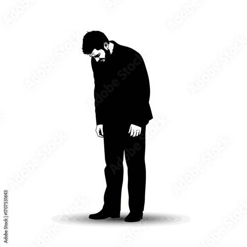 Stark Vector Silhouette of a Male Actor Conveying Profound Despair