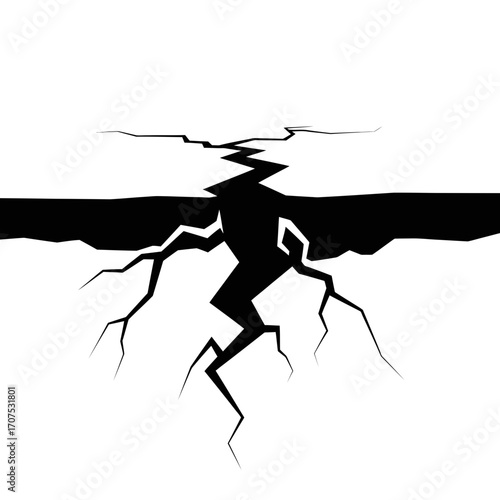 Rugged Abstract Silhouette of a Jagged Earth Crack