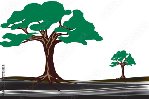 Beautiful tree silhouette vector white background. Incredibly Detailed Tree Silhouette.